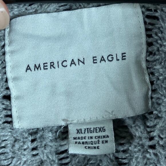 American Eagle Mens Sweater Gray Button Front Shawl Neck Knit Cotton Blend XL - Picture 6 of 12